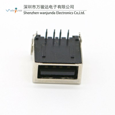 A母90度單層全包 帶屏蔽USB2.0母座