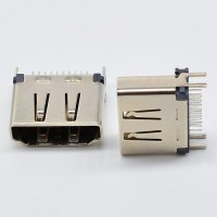 紐系hdmi 19P HDMI母座 180度夾板1.6mm 夾1.2高清連接器母頭