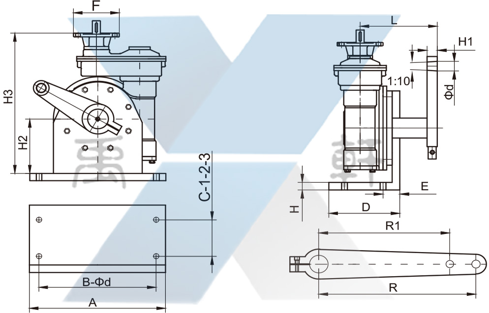 QDX3-D8帶底座電動(dòng)蝸輪箱(圖1)