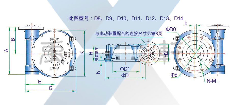 QDX3-D10電動閥門蝸輪蝸桿箱(圖1)