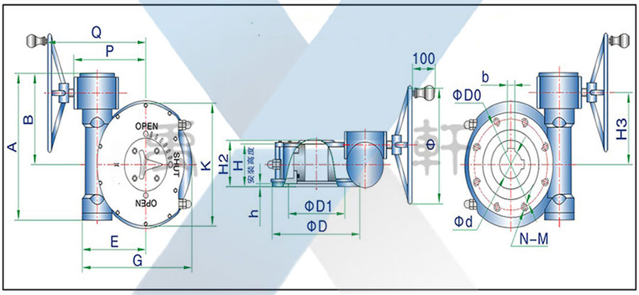 QDX3-S9蝶閥手動執(zhí)行器(圖1)